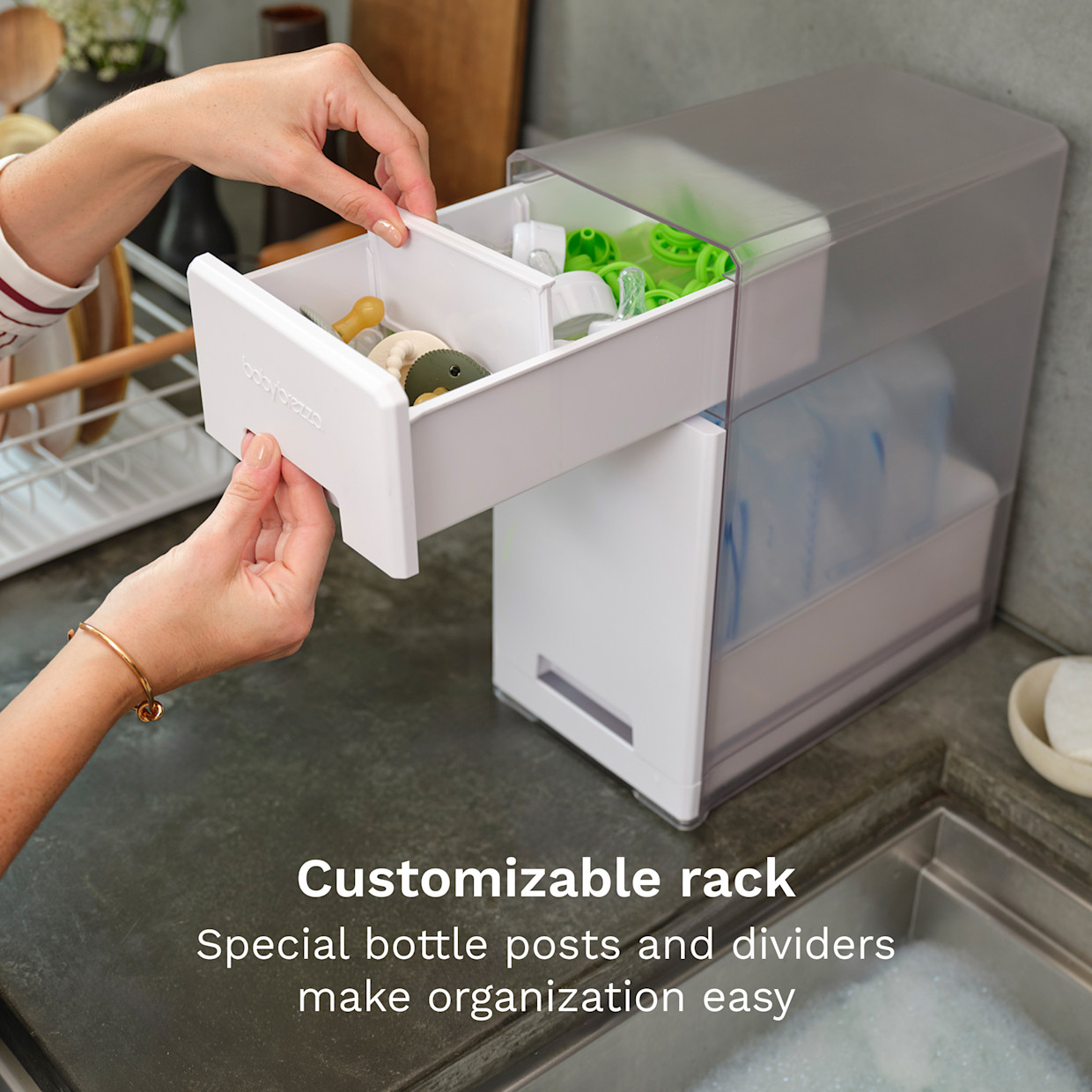 Baby Brezza Covered Drying Rack and Organizer - White.
