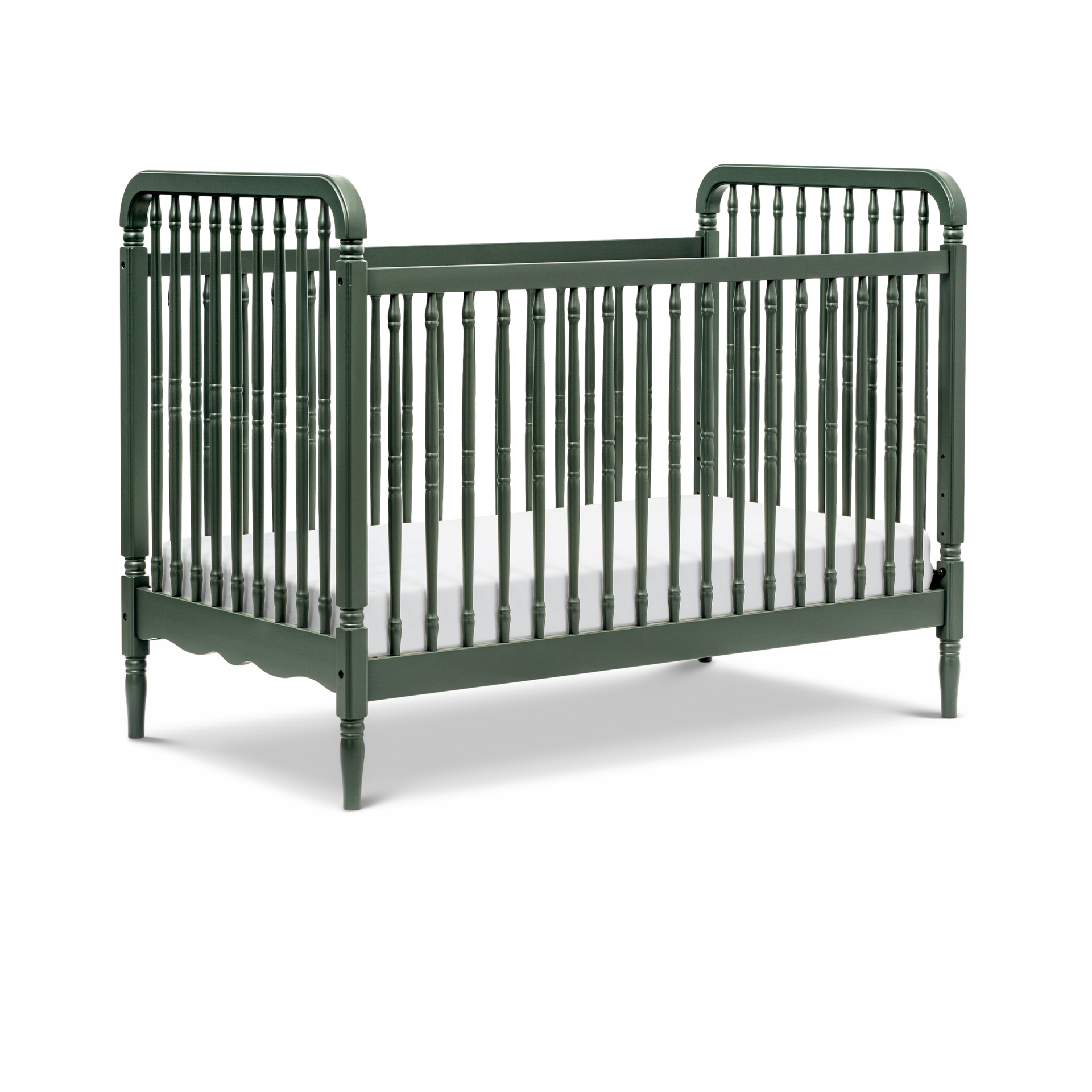 Namesake Liberty 3-in-1 Convertible Spindle Crib with Toddler Bed Conversion Kit - Forest Green.