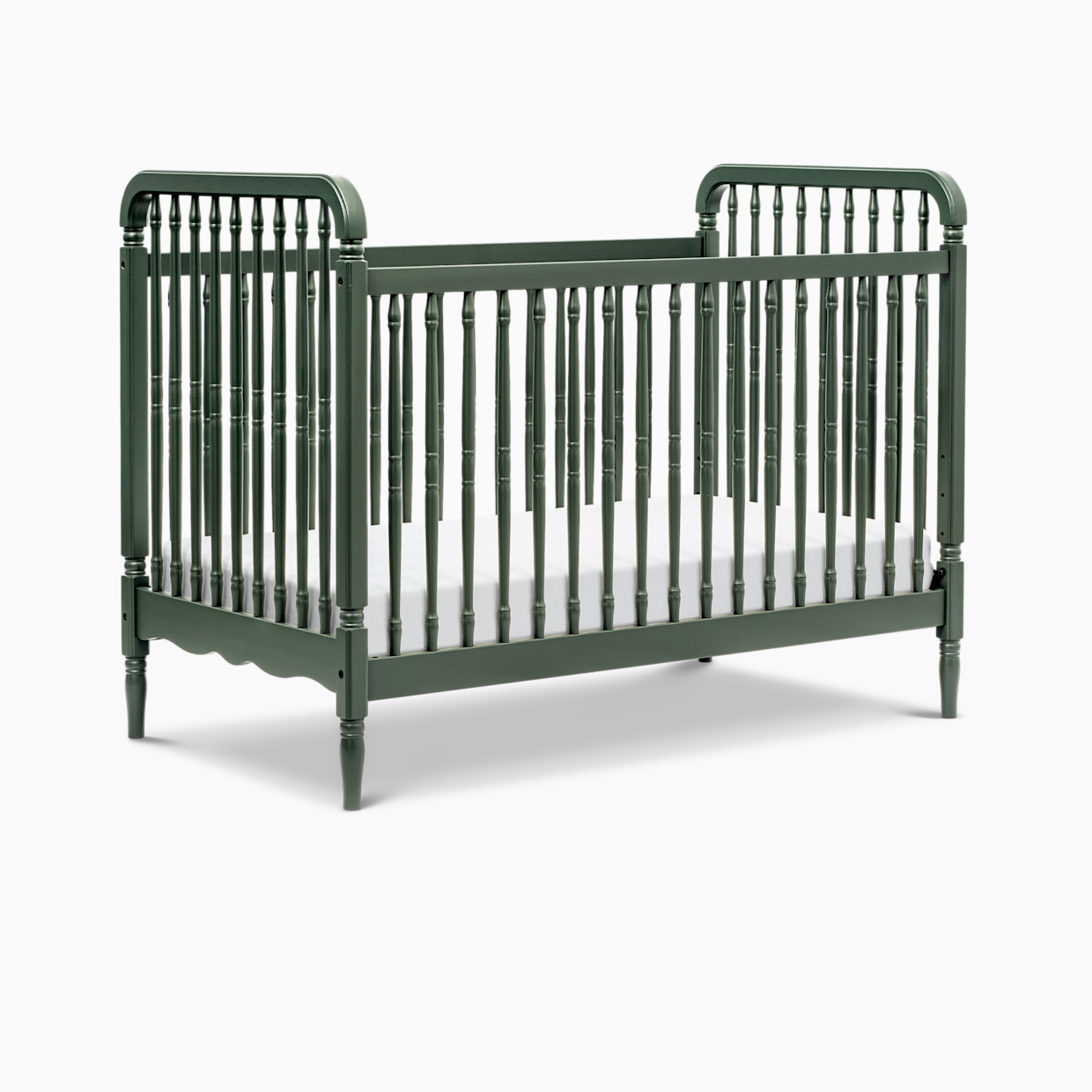 Namesake Liberty 3-in-1 Convertible Spindle Crib with Toddler Bed Conversion Kit - Forest Green.