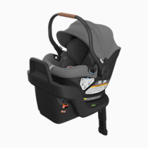 UPPAbaby Aria Lightweight Infant Car Seat/Just Under 6 lbs for Easy Portability/Base with Load Leg + Infant Insert Included/Direct Stroller Attachment/Greyson (Charcoal Mélange/Saddle Leather)