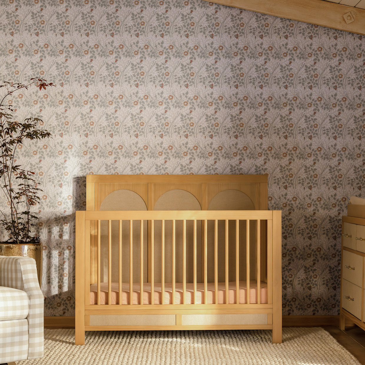 Namesake Eloise 4-in-1 Convertible Crib - Honey And Performance Sand Eco-Weave.