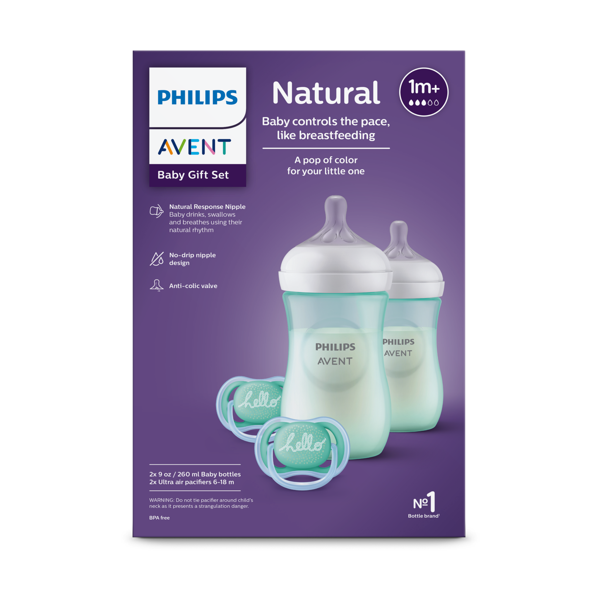Philips Avent Natural Baby Bottle with Natural Response Nipple Teal Baby Gift Set.