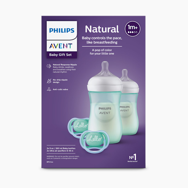 Philips Avent Natural Baby Bottle with Natural Response Nipple Teal Baby Gift Set.