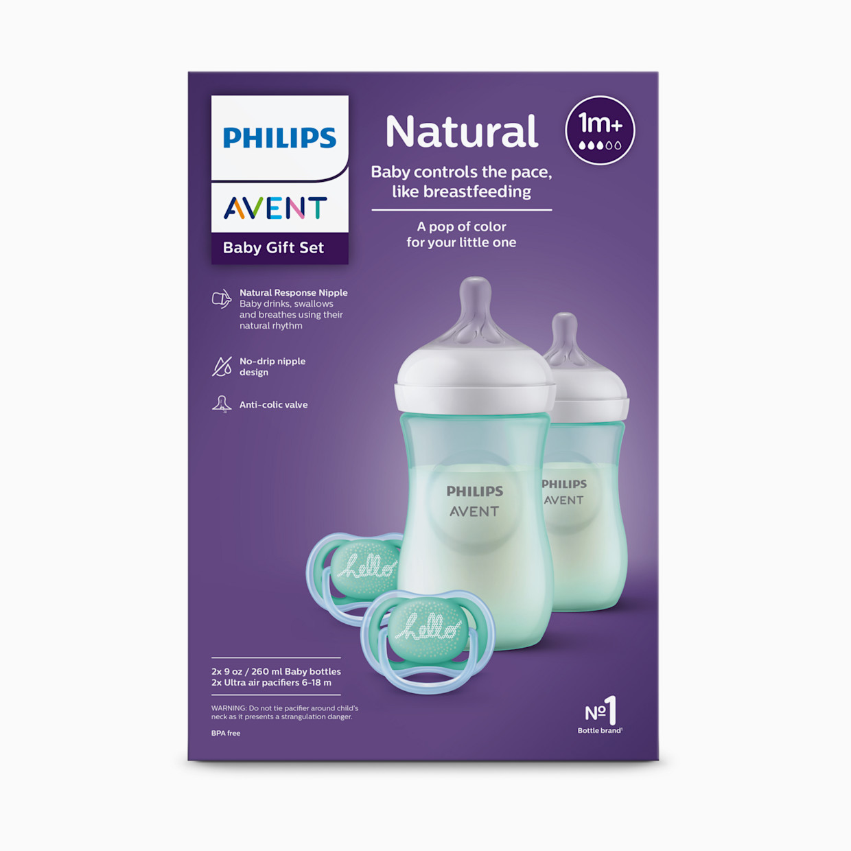 Philips Avent Natural Baby Bottle with Natural Response Nipple Teal Baby Gift Set.