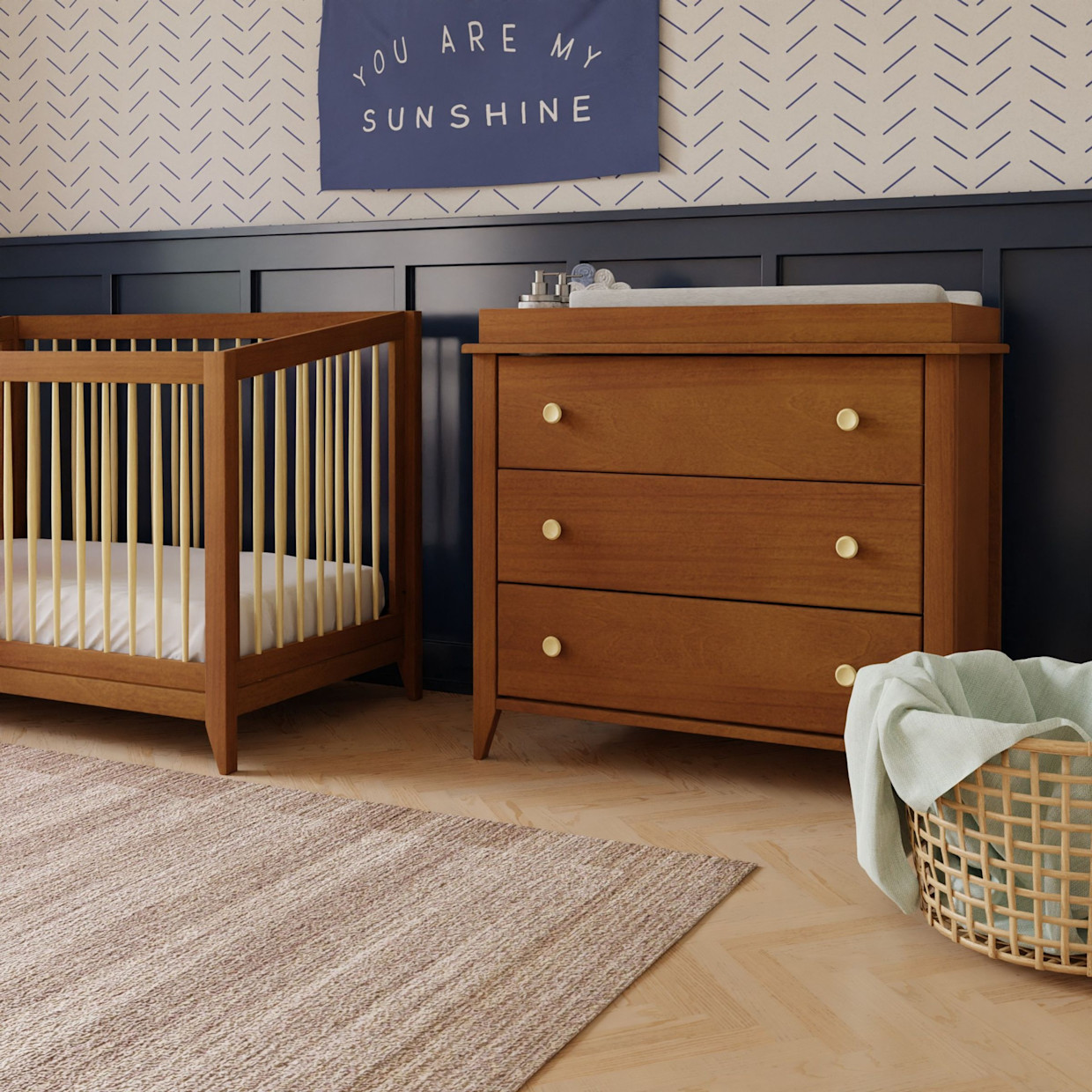 babyletto Sprout 3-Drawer Changer Dresser - Chestnut / Natural.