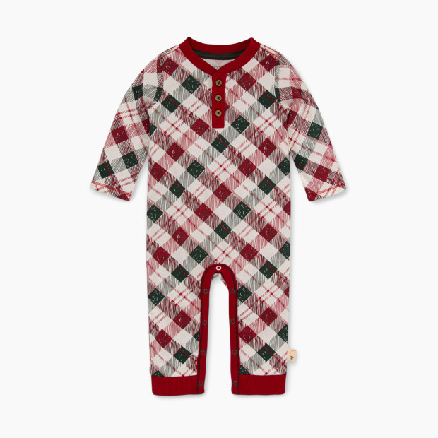 Burt's Bees Baby Romper Jumpsuit, 100% Organic Cotton One-Piece Coverall - Yuletide Plaid, 0-3 Months.