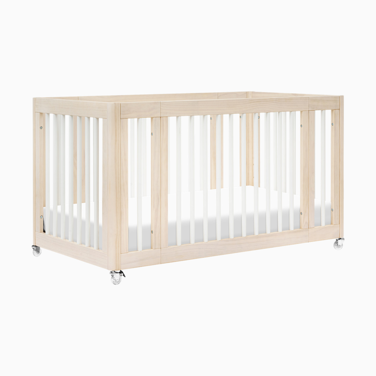 babyletto Yuzu 8-in-1 Convertible Crib with All-Stages Conversion Kits - Washed Natural / White.