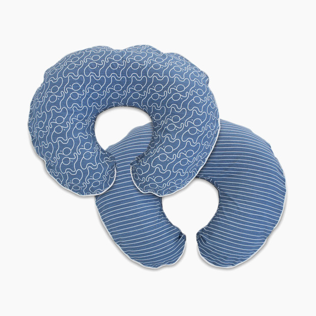 Boppy COVER ONLY: Premium Nursing Pillow Slipcover - Modern Elephants Blue.
