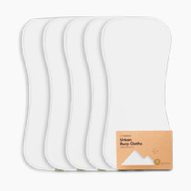 Organic Burp Cloths Baby Boy & Girl - 5-Pack Super Absorbent Cotton Burping Cloths for Babies, Soft & Plush Newborn Spit Up Rags, Infant Towels for Milk Spit Up, Unisex, Large 21" x 10" (Soft White)