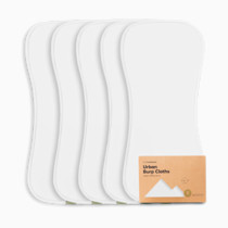 Organic Burp Cloths Baby Boy & Girl - 5-Pack Super Absorbent Cotton Burping Cloths for Babies, Soft & Plush Newborn Spit Up Rags, Infant Towels for Milk Spit Up, Unisex, Large 21" x 10" (Soft White)