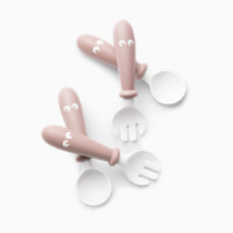 BabyBjörn Baby Spoon and Fork, 4 pcs, Powder Pink