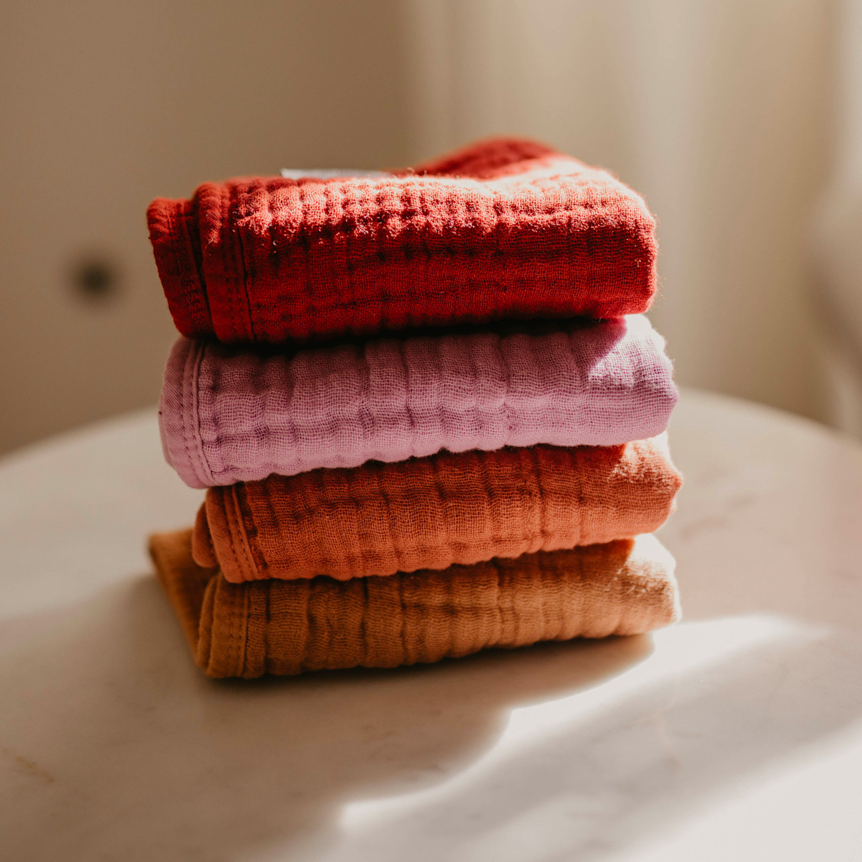 Parker Baby Co. Muslin Cotton Burp Cloths (4-Pack) - Rose Set.