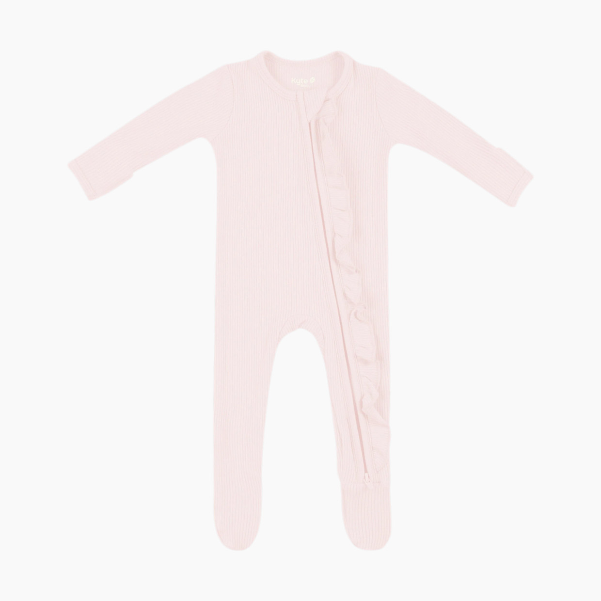 Kyte Baby Ribbed Ruffle Zipper Footie - Blush, 0-3 M.