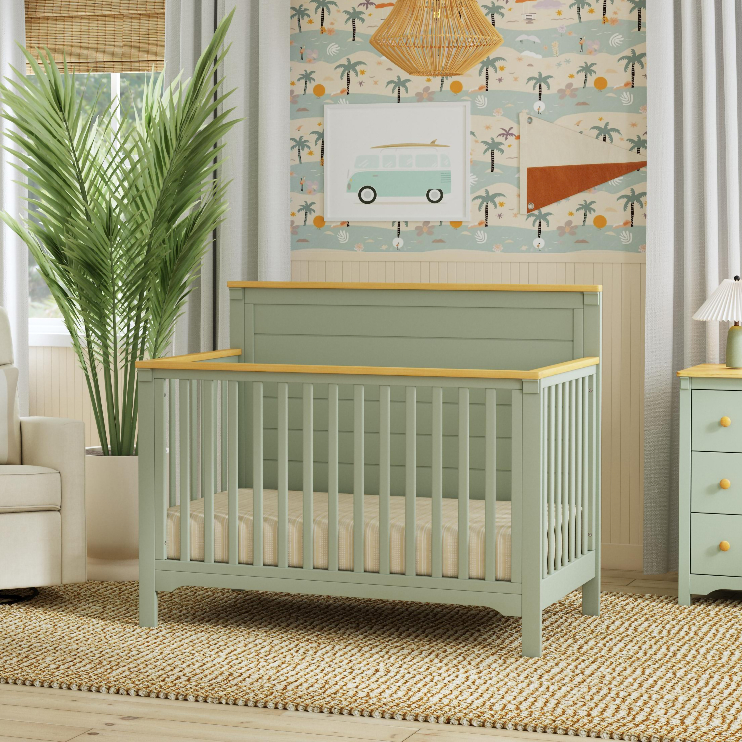 daVinci Shea 4-in-1 Convertible Crib - Light Sage/Honey.