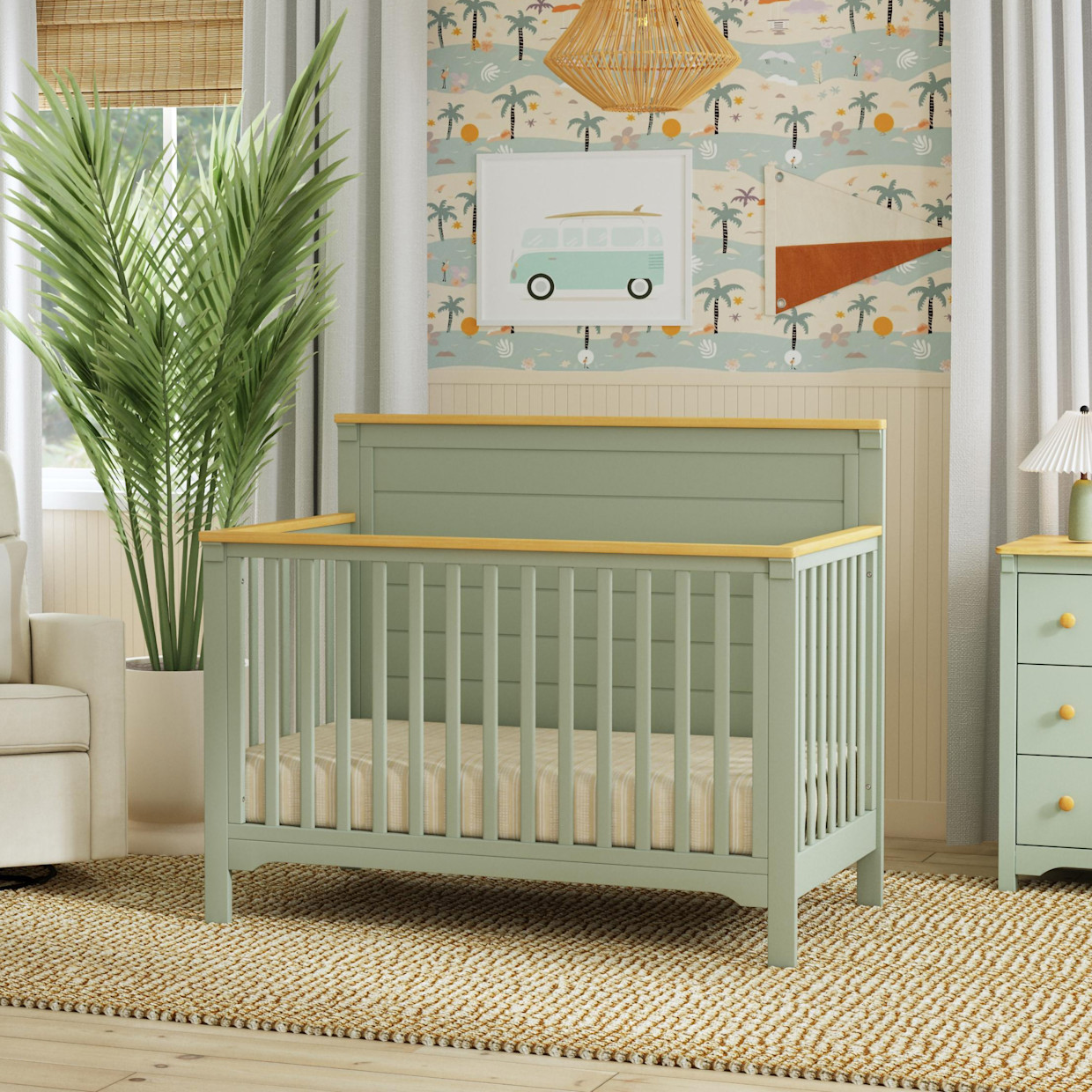 daVinci Shea 4-in-1 Convertible Crib - Light Sage/Honey.