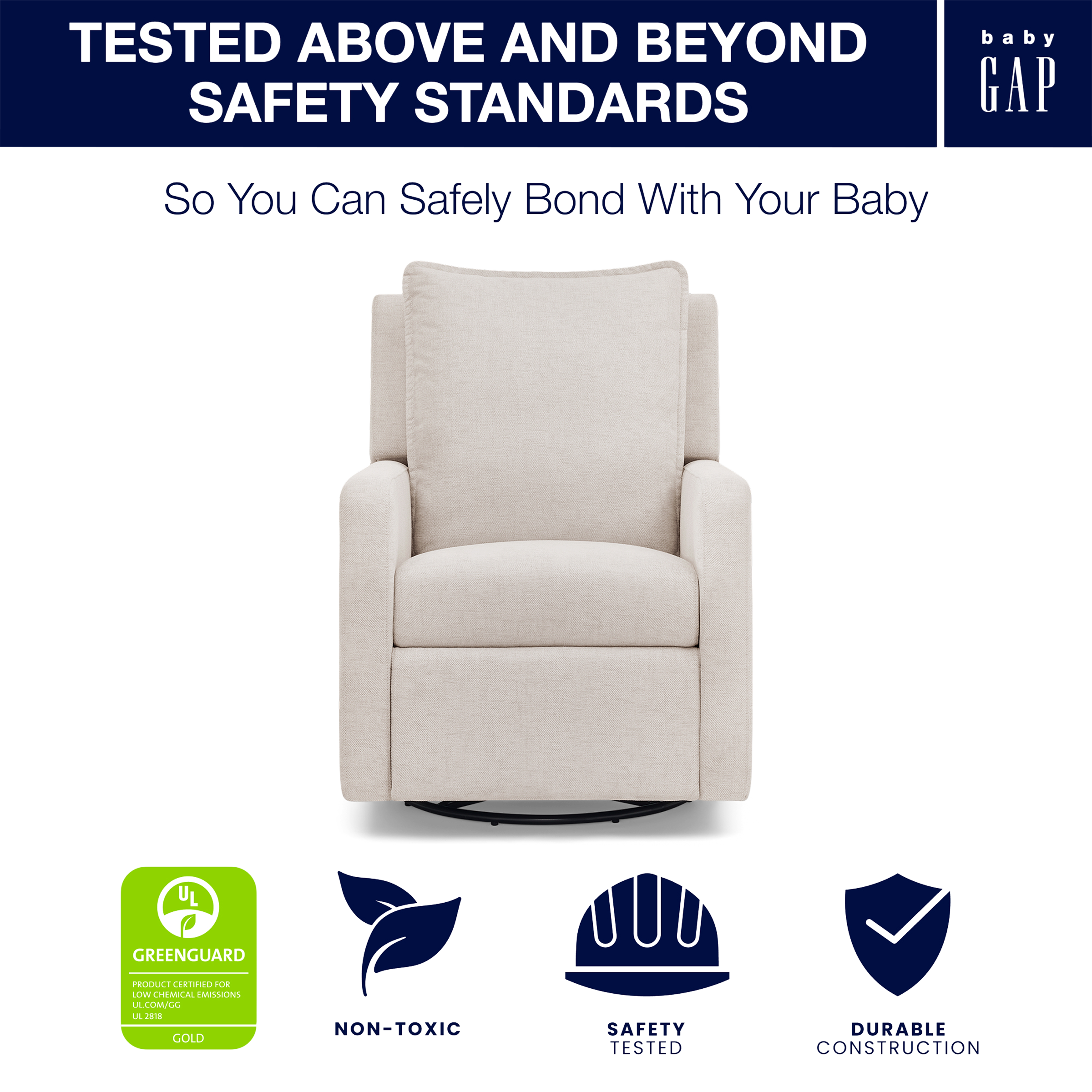 Delta Children babyGap Harlowe Power Recliner - Sand.