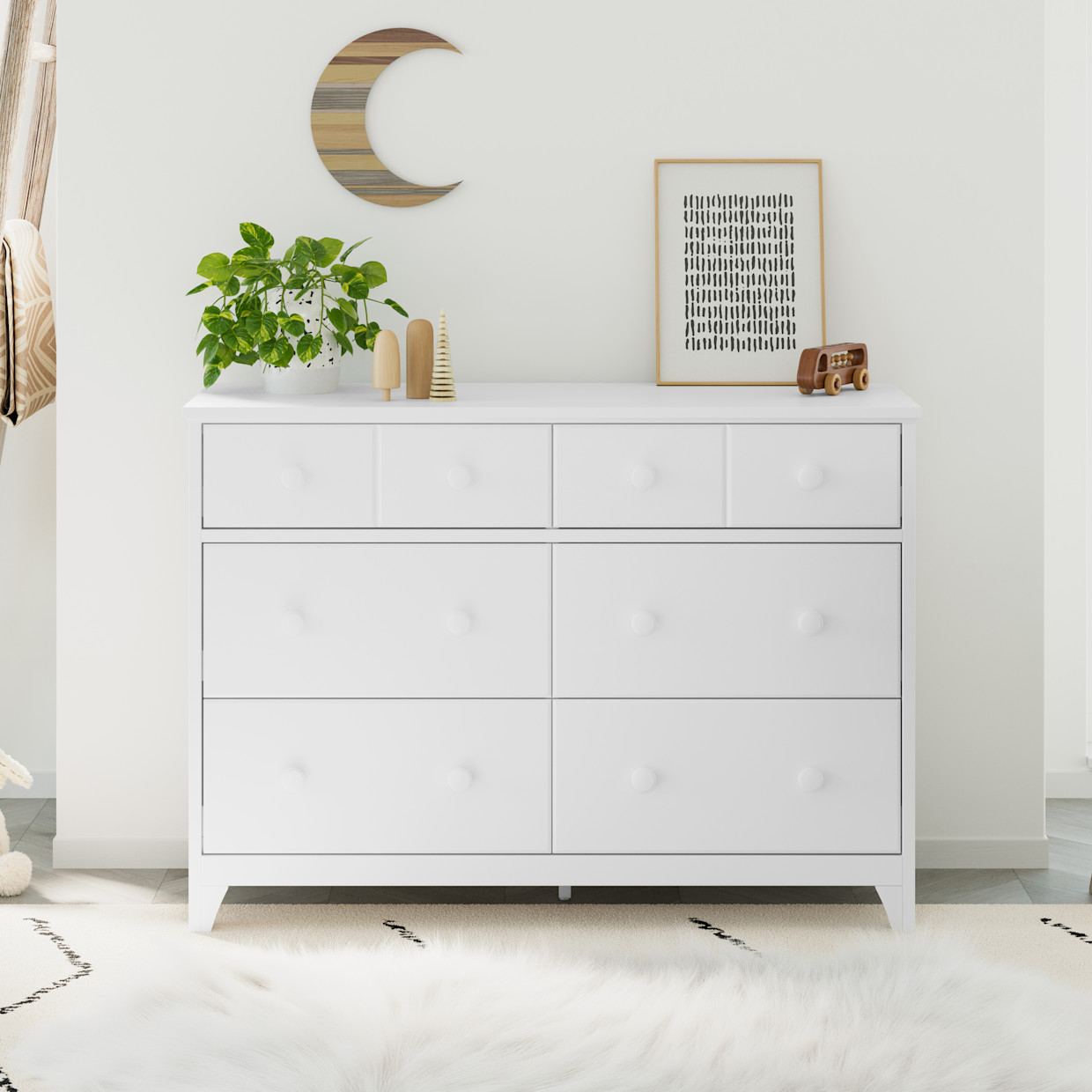 Storkcraft Moss 6 Drawer Double Dresser - White.