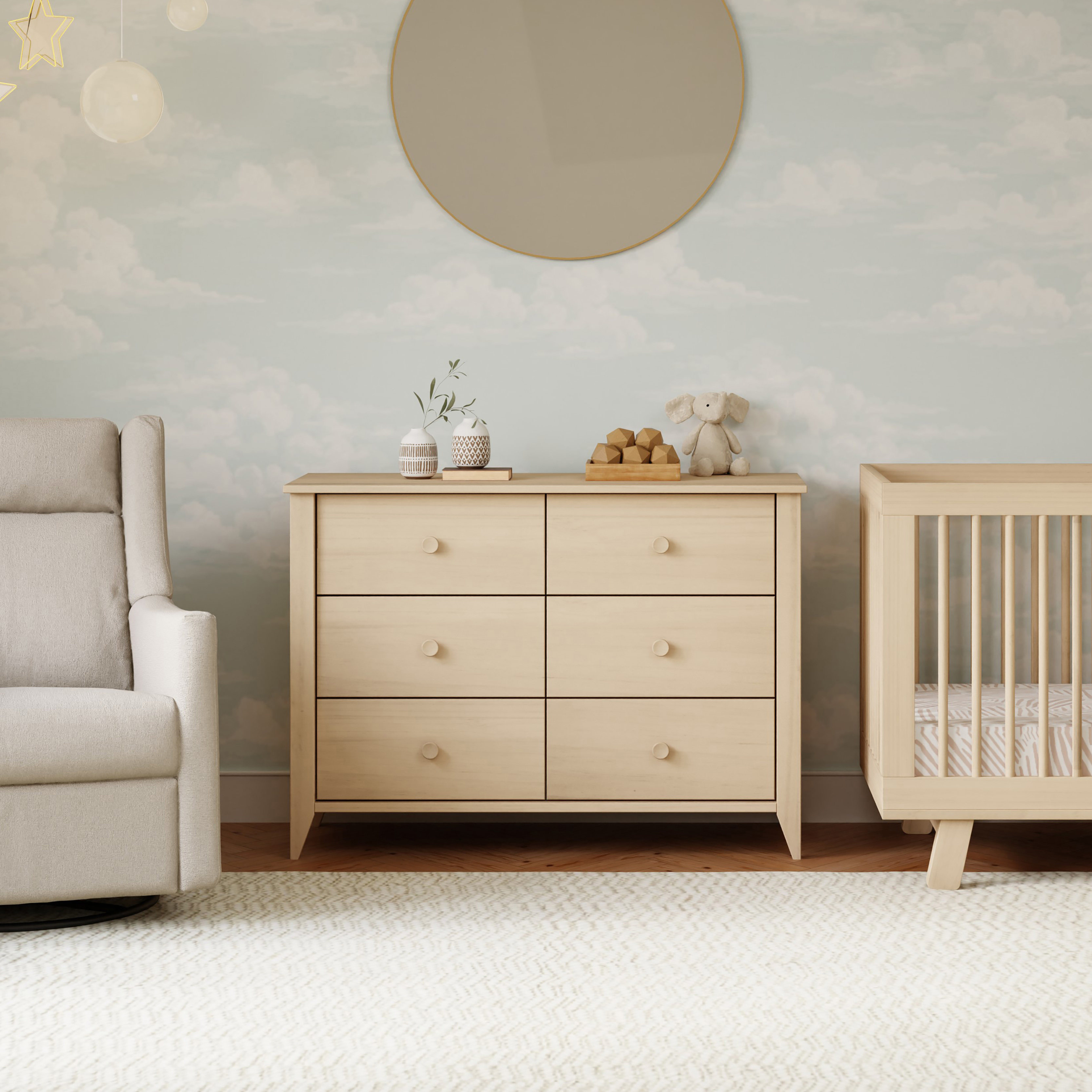babyletto Sprout 6-Drawer Double Dresser - Washed Natural.