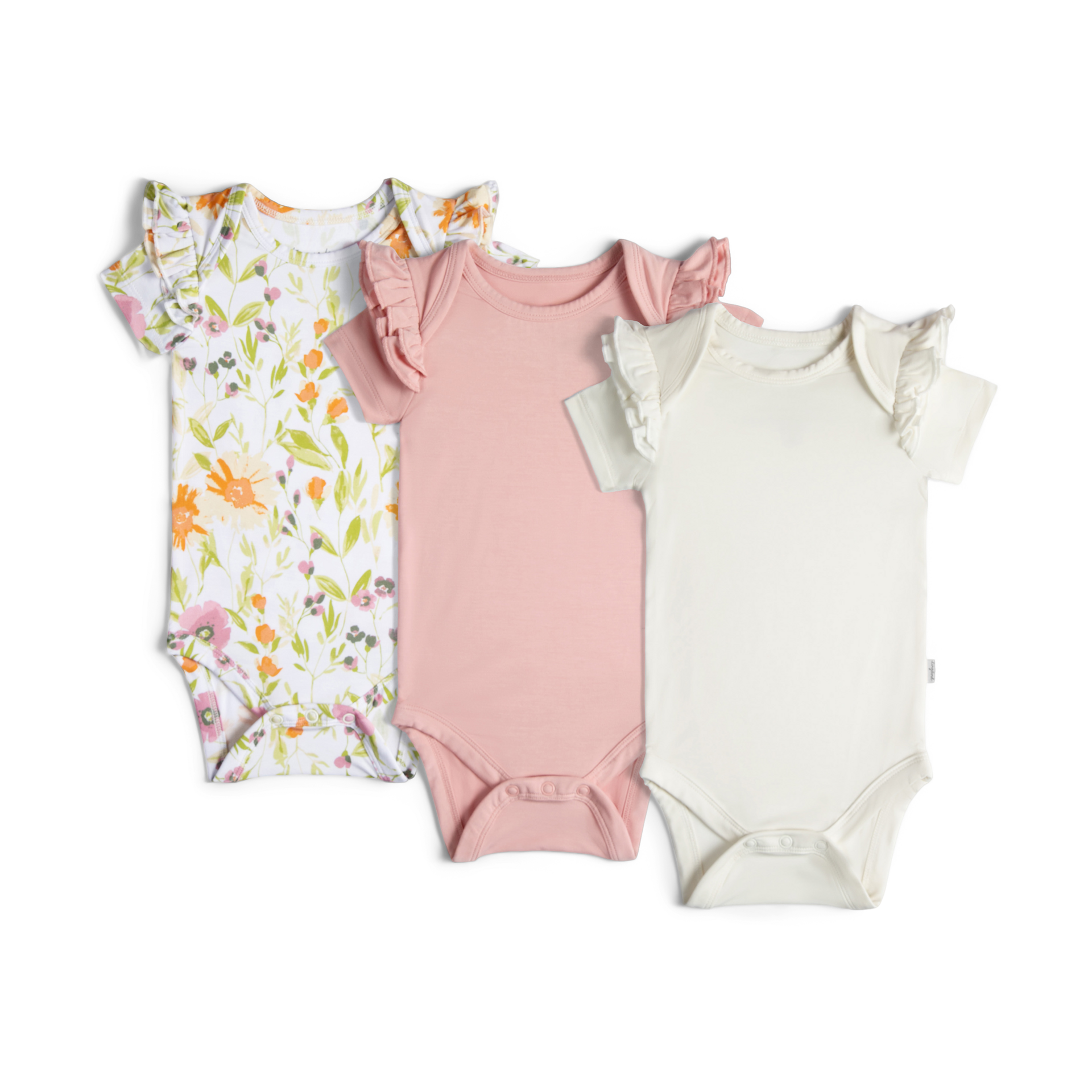 Tiny Kind Bamboo Viscose Ruffle Bodysuit (3 Pack).