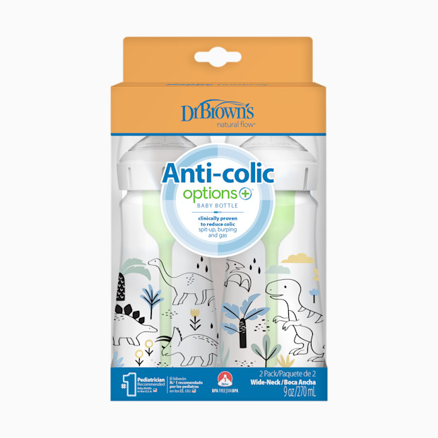 Dr. Brown's Anti-colic Options+ Wide-Neck Baby Bottle, 5oz (2 Pack).