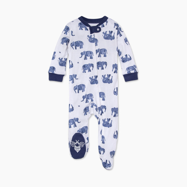 Burt's Bees Baby Organic Sleep & Play Footie Pajamas - Wandering Elephants, 0-3 Months.
