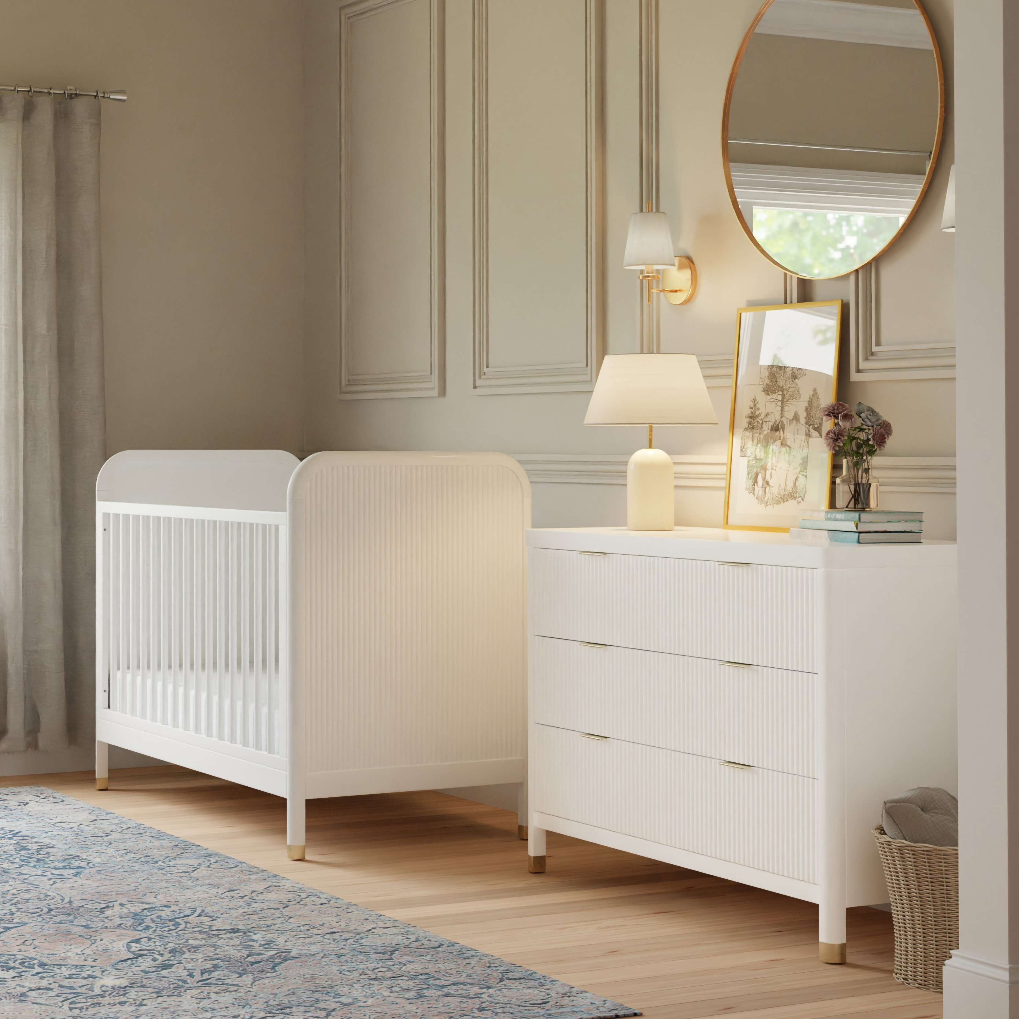 Namesake Brimsley Tambour 3-in-1 Convertible Crib - Warm White.