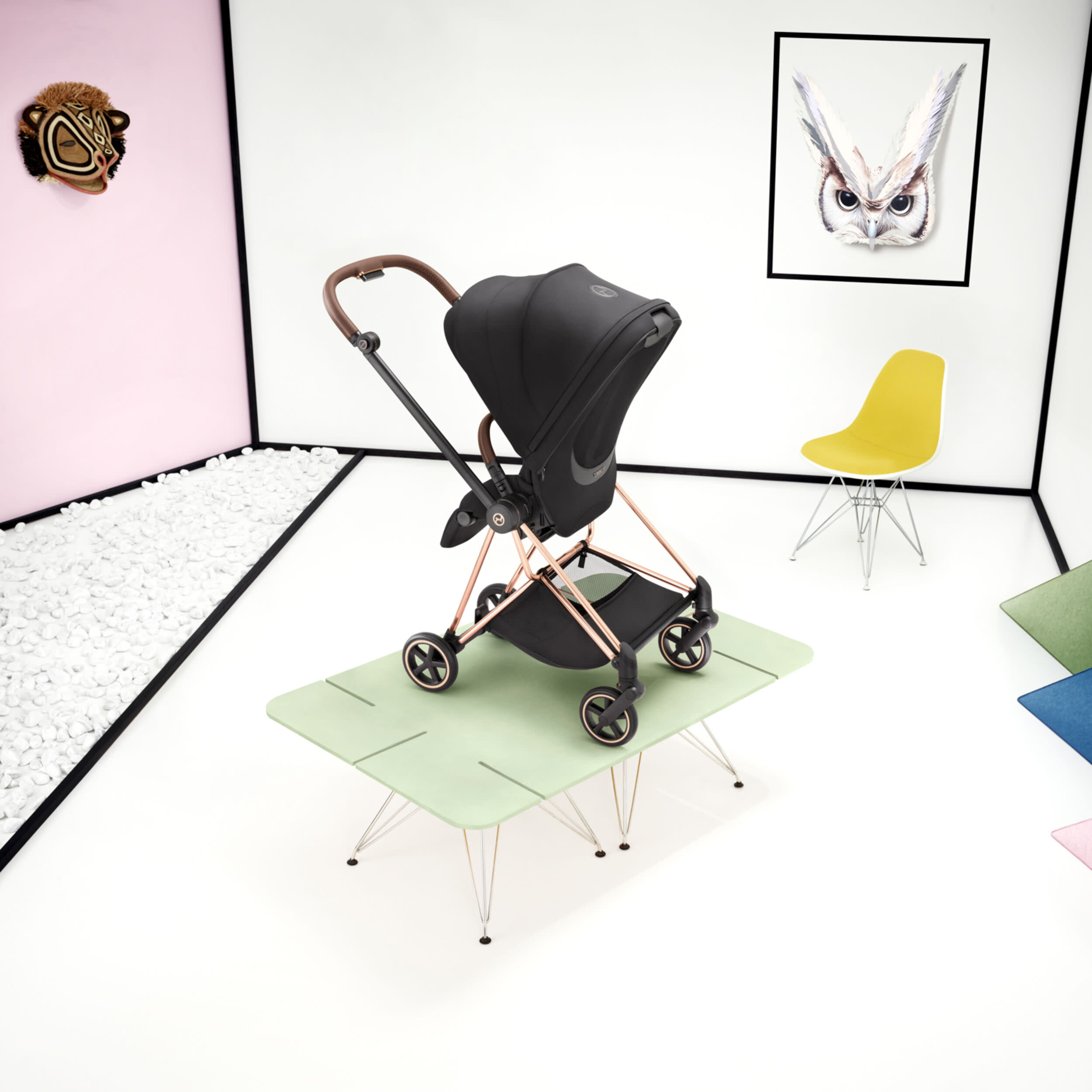 Cybex MIOS Stroller - Rose Gold Frame/Sepia Black Lux Seat.