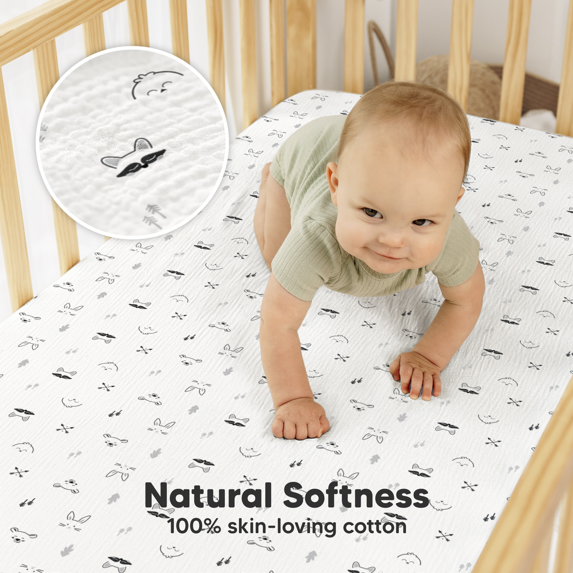KeaBabies 2-Pack Lyra Muslin Crib Sheets - Nordic.