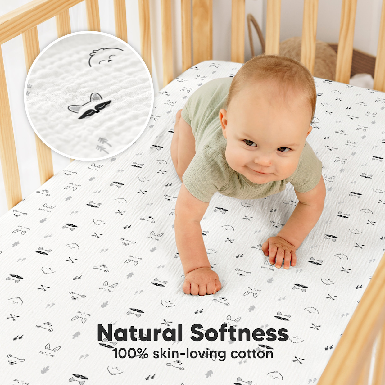 KeaBabies 2-Pack Lyra Muslin Crib Sheets - Nordic.