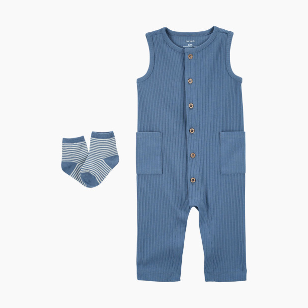 Carter's 2-Piece Jumpsuit & Socks Set - Blue, 6 M | Babylist Shop