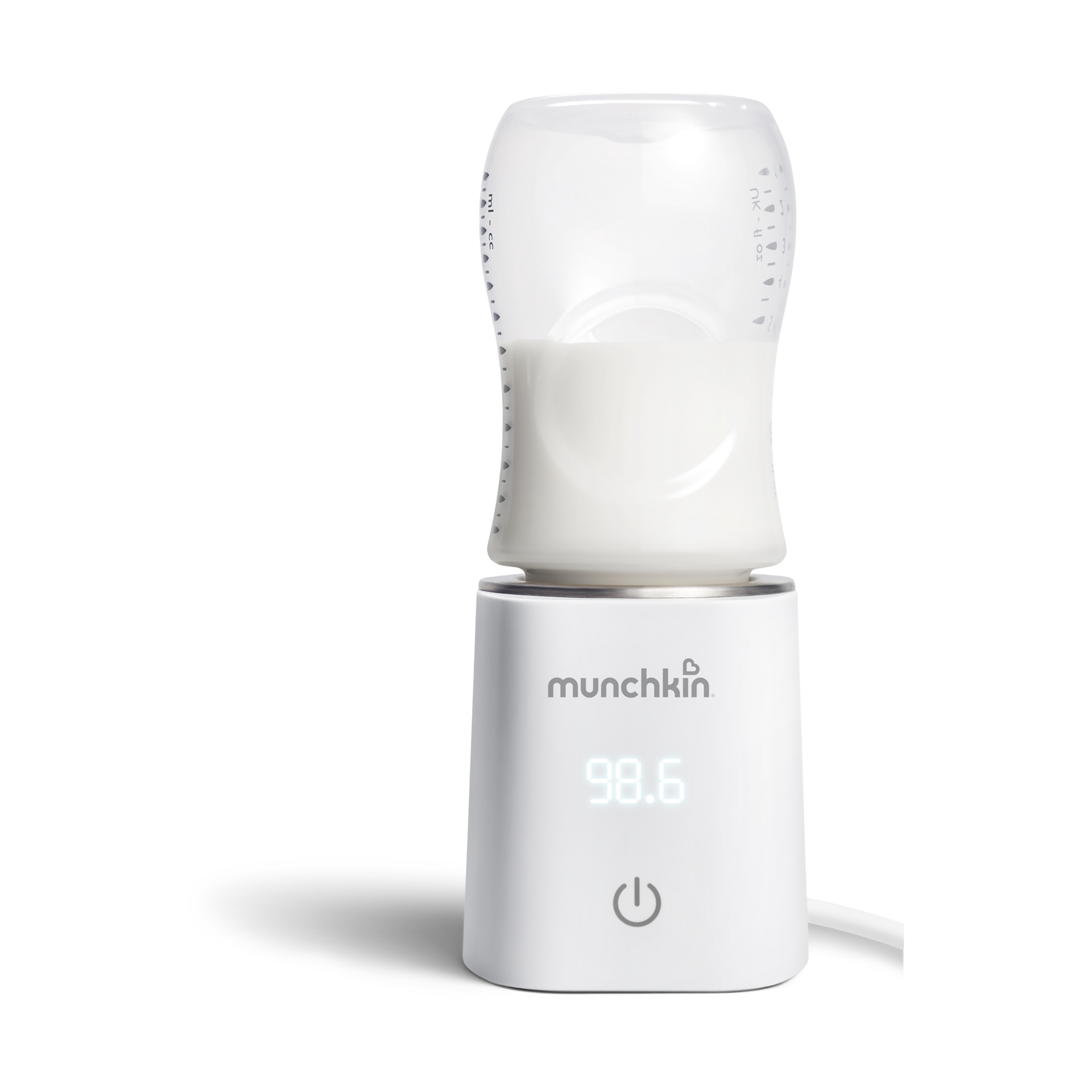 Munchkin 98° Digital Bottle Warmer (Plug-in) with Four Adapters - Fits Most Baby Bottles, White, 1 Count (Pack of 1)