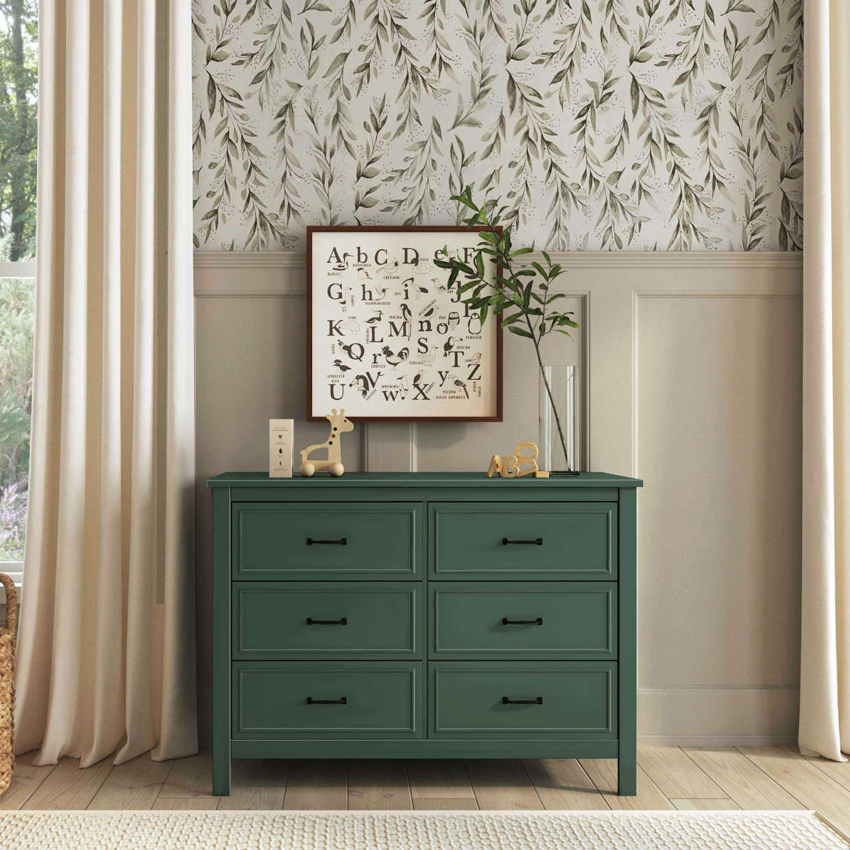 daVinci Charlie 6-Drawer Double Dresser - Forest Green.