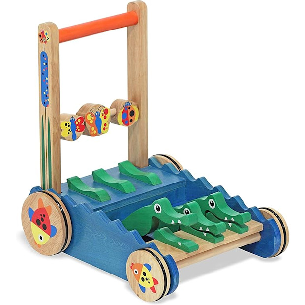 Melissa & Doug Deluxe Chomp and Clack Alligator Push Toy and Activity Walker.