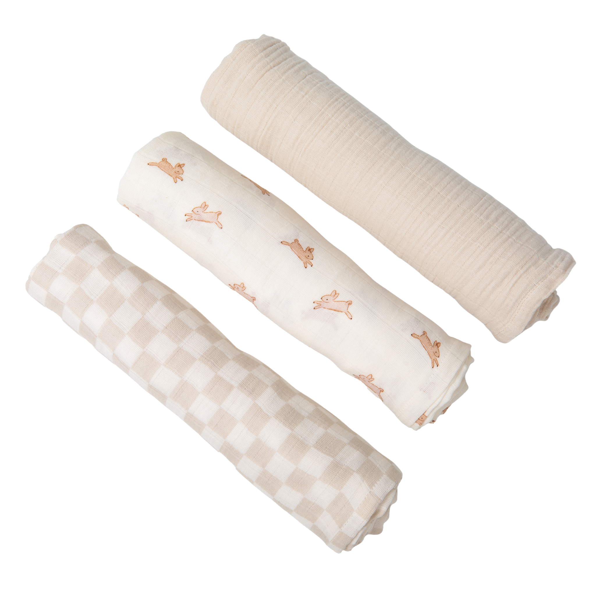 Tiny Kind Organic Muslin Swaddle (3 Pack) - Bunny Hop.