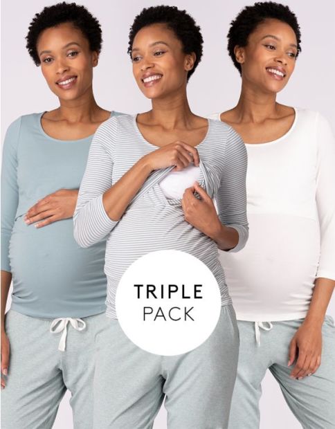 Striped Maternity & Nursing Tops – Twin Pack