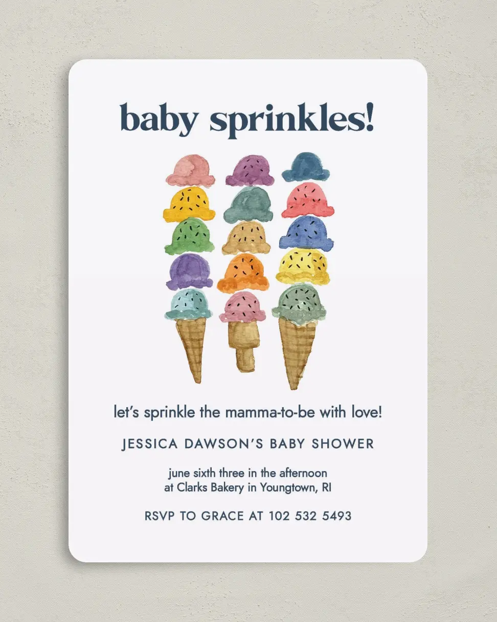 Joy Sprinkles Baby Shower Invitation Cards.