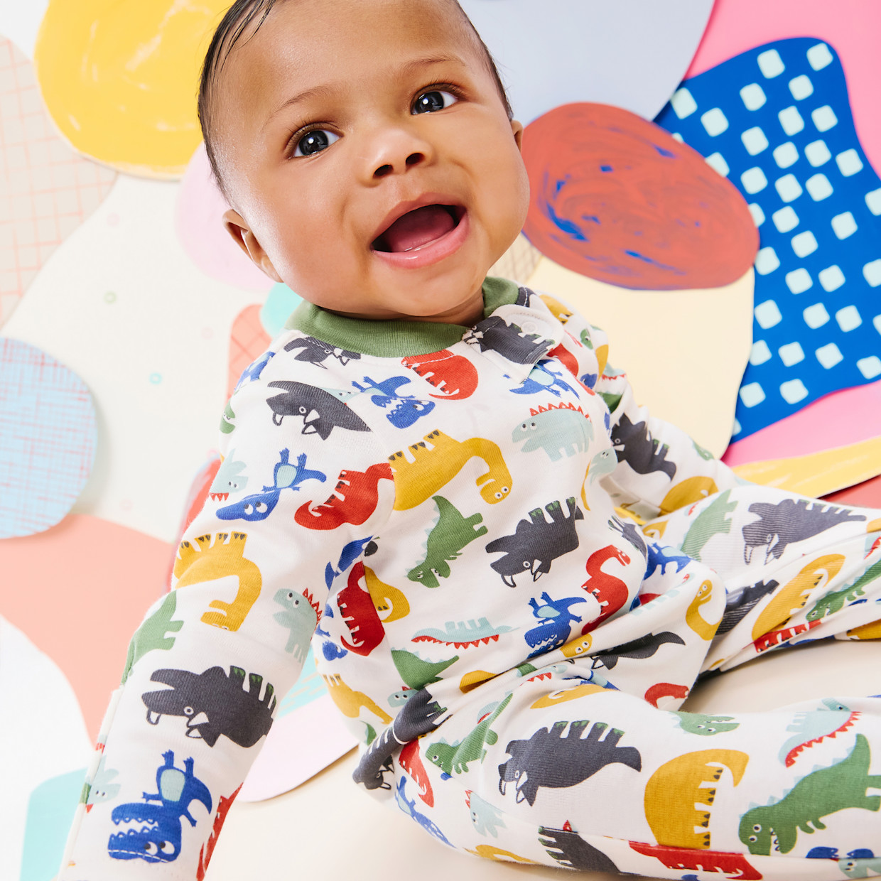 Small Story Organic Cotton 2-Way Zip Footie (2 Pack) - All Over Dinos, 3-6 M.