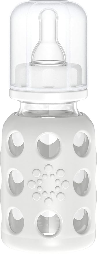 Lifefactory Lifefactory 4-Ounce BPA-Free Glass Baby Bottle with Stage 1 Nipple and Protective Silicone Sleeve.