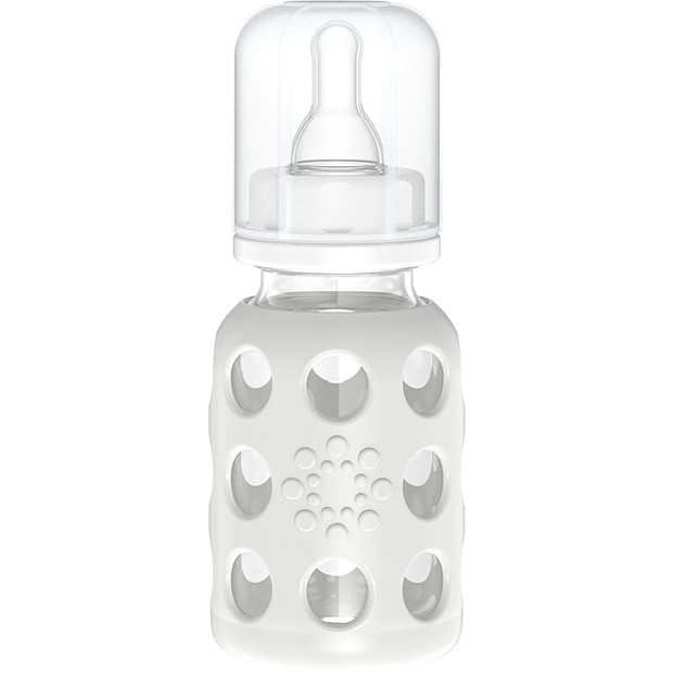 Lifefactory Lifefactory 4-Ounce BPA-Free Glass Baby Bottle with Stage 1 Nipple and Protective Silicone Sleeve.