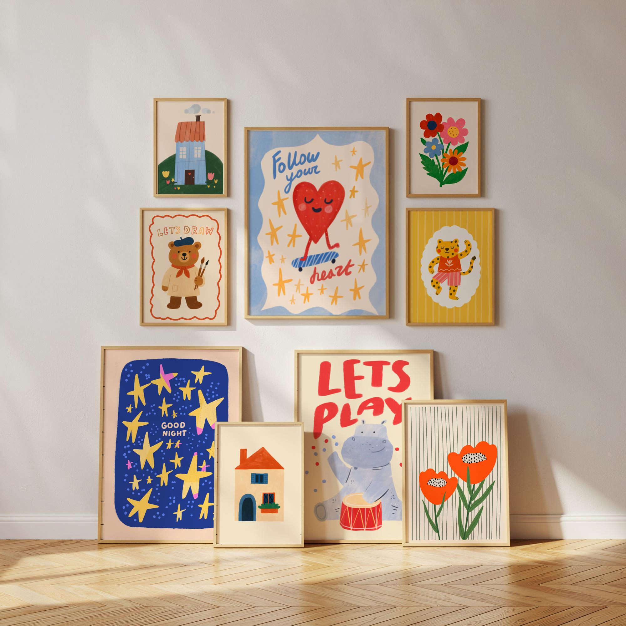 pinkajam Modern Kid's Room Wall Art Bundle Set of 50 Digital Prints.