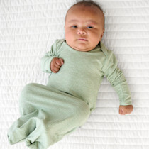 Heather Sage Ribbed Infant Gown - Little Sleepies
