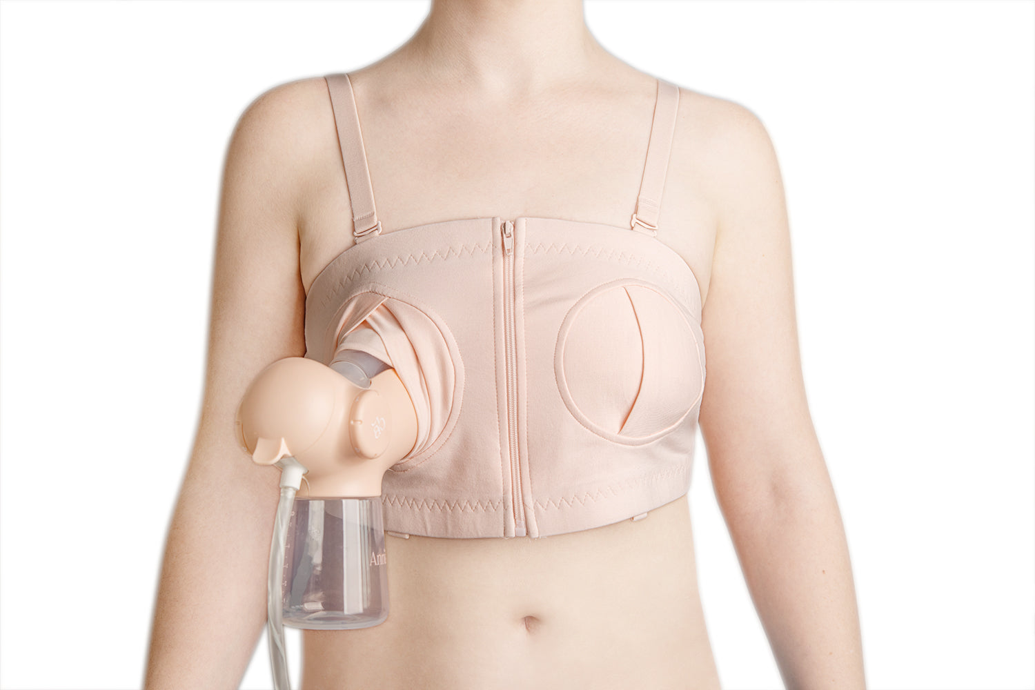 Annabella  Hands Free Pumping Bra: Adjustable and Detachable with Central Zip Panel Nude - $39.00.