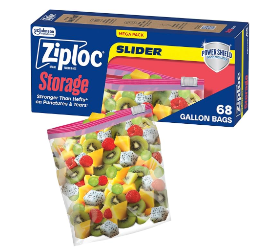 Ziploc Gallon Food Storage Slider Bags.