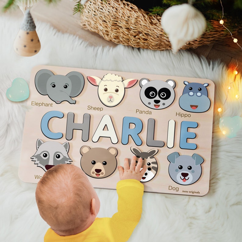Zuzu Puzzle Handmade Name Puzzle With Animals.