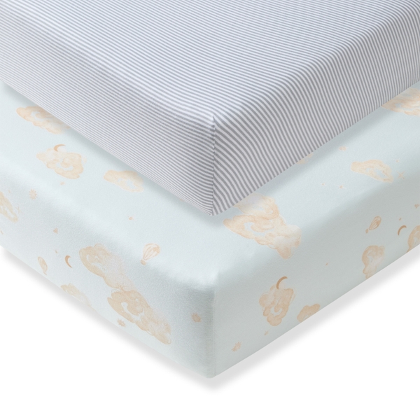 Good Night Sky Organic Cotton Crib Sheets, Set of 2.