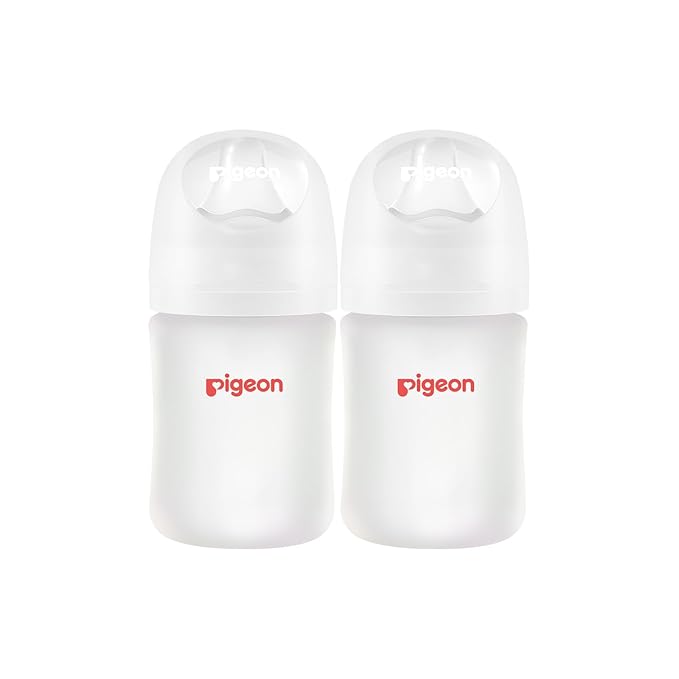 Pigeon Silicone Coating (Glass Inside/Silicone Outside) Baby Bottles (2-Pack).