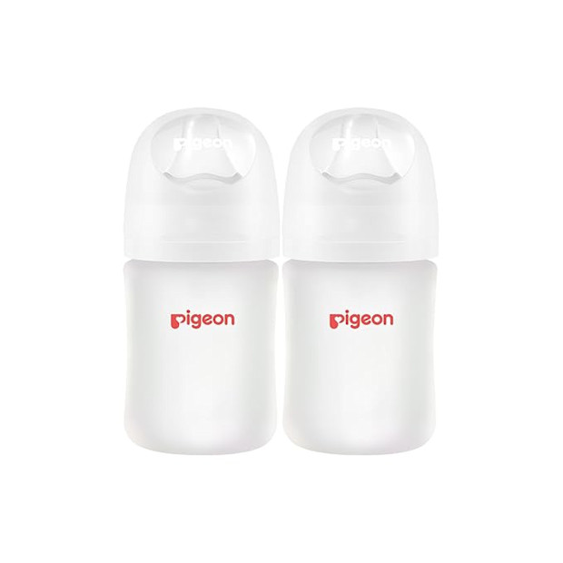 Pigeon Silicone Coating (Glass Inside/Silicone Outside) Baby Bottles (2-Pack).