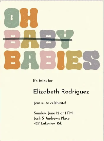 evite It's Twins Baby Shower Invitation.