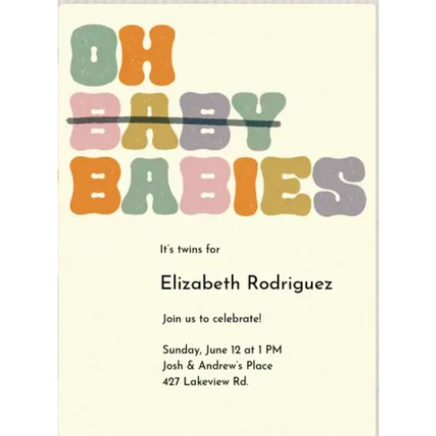 evite It's Twins Baby Shower Invitation.