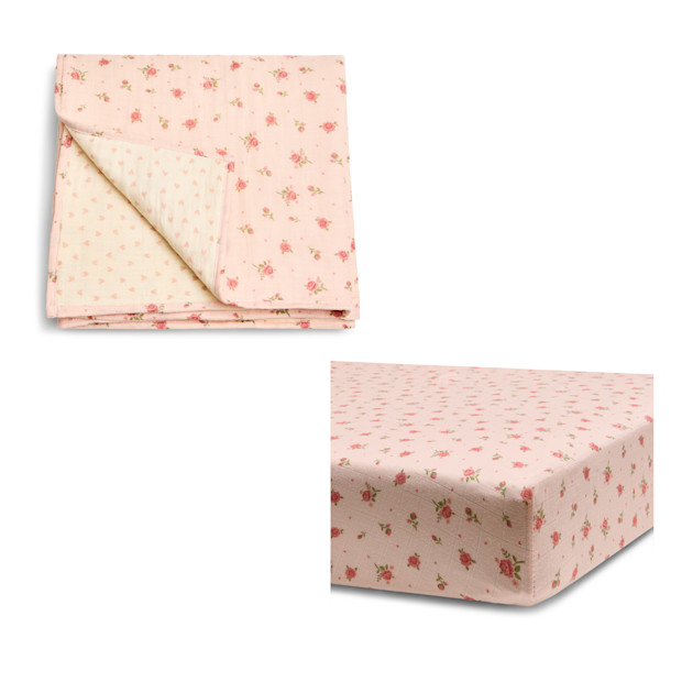 Tiny Kind Organic Cotton Muslin Sheet and Blanket Set.